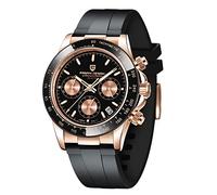 Orologio da uomo Orologio sportivo multifunzione Movimento cronografo al quarzo Giappone VK63 Cinturino in acciaio inox impermeabile 100M (Oro-Nero PQ-1664)