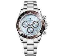 Orologio da uomo Orologio sportivo multifunzione Movimento cronografo al quarzo Giappone VK63 Cinturino in acciaio inox impermeabile 100M (Blu cielo-PQ-1644)