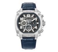 Orologio da uomo Police Cronografo analogico in pelle blu argento 44 mm orologio da polso da uomo