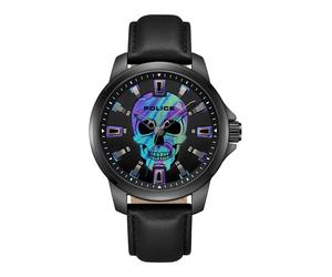 Orologio da uomo Police in pelle nera da 42 mm con teschio, orologio alla moda, braccialetti per orologi da uomo