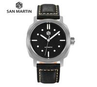 Orologio da uomo San Martin 40mm YN55 quadrante marrone sfumato vintage semplice meccanico automatico 10 bar BGW-9 cinturino in pelle a sgancio rapido