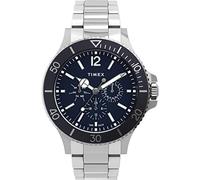 Orologio da uomo Timex Harborside multifunzione 43mm - quadrante blu con cassa argentata e cinturino in acciaio inossidabile TW2U13200