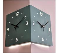 Orologio D'angolo Moderno, Orologio da Parete A Doppia Faccia, Orologio da Parete A Due Lati Semplice da Soggiorno, Senza Foro Che Perfora L'elegante Orologio D'angolo Soleggiato, C, Illuminated