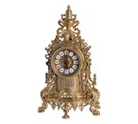 Orologio d'appoggio in ottone lucido stile barocco sopramobile nuovo H 43 cm