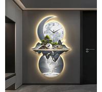 Orologio decorativo da parete 3D con luce LED, decorazione murale moderna, quadro decorativo da appendere, alimentazione a spina, bassorilievo decorativo per soggiorno, camera da letto (blu, 50x75 cm/