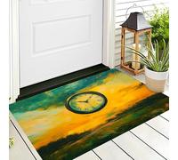 Orologio Del Cielo Zerbini Per Interni,Tappeto Ingresso Zerbino Morbidi Campo Della Pittura A Olio Per Interni Cucina Porta Anteriore Posteriore Animali Domestici E Cani,50X80Cm Giallo-Verde