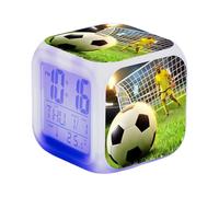 Orologio desktop LED - Tema del calcio, allarme temporale | Cubo del cambiamento di colore, formato 12/24 ore più timer di veglia tranquilla per adolescenti per bambini ragazzi ragazzi per la camera d