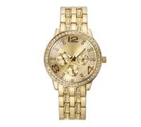 Orologio di lusso da donna in acciaio inossidabile falso orologio al quarzo analogico quadrante digitale a tre occhi con diamanti