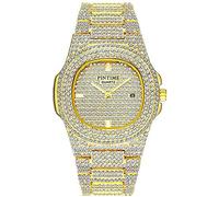 Orologio di lusso unisex con cristalli e diamanti, quadrante grande, orologio al quarzo, colore oro, argento, colore oro rosa, orologio da polso in acciaio inox, Y Oro, Lusso/Business