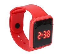 Orologio di sport per i bambini, forma quadratica, orologio digitale molle e comodo con il grande quadrante per le attività ricreative sul viaggio (rosso), Rood, Cinturino