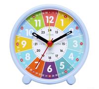 Orologio didattico 24 ore, orologio didattico per bambini, silenzioso e colorato, numeri 3D che raccontano l'ora, orologi per insegnare l'ora, per scuole e scuola domestica (blu scuola prima)