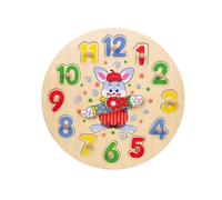 Orologio didattico in legno - puzzle a incastro con 12 pezzi, 30 cm
