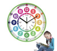 Orologio didattico per bambini: ABS da 10 pollici, orologio analogico senza ticchettio, da parete alimentato a batteria | per l'arredamento della classe, l'ora di insegnamento, lo strumento e