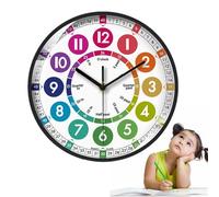 Orologio didattico per bambini, Orologio didattico | 10 pollici senza ticchettio Impara a leggere l'orologio,Orologio analogico per bambini Decorazione da parete colorata per la camera dei bambini, or