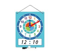 Orologio didattico per bambini, silenzioso, doppio lato, strumento di pratica del scrivibile, cancellabile a secco, per insegnare l'ora, per bambini, forniture scolastiche per scuola e uso
