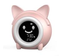 Orologio digitale a forma di gatto per allenamento del sonno, timer OK to Wake Digital(rosa)