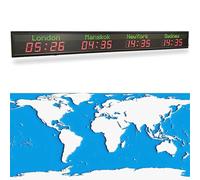 Orologio digitale a LED con display a più fusi orari, luminosità regolabile, sincronizzazione WiFi per funzionamento silenzioso, ideale per hotel, aeroporti e centri commerciali