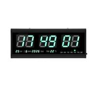 Orologio digitale a LED con display XXL, temperatura giorno della settimana, per soggiorno, camera da letto, 48 x 19 cm, nero e verde