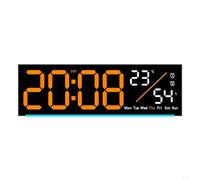 Orologio digitale a LED con funzione sveglia, monitoraggio della temperatura e display dinamico, commutazione tra data salto secondi e letture temporanee (arancione)