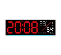 Orologio digitale a LED con funzione sveglia, monitoraggio della temperatura e display dinamico, commutazione tra data salto secondi e letture temporanee (rosso)