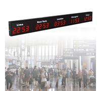 Orologio digitale a LED, da parete, con fusi orari multipli per uffici e hotel, visualizza 3/4/5 città fusi orari, perfetto per le imprese multinazionali