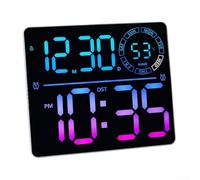 Orologio digitale a LED RGB con display che cambia colore, grande schermo, conto alla rovescia e controllo automatico della luminosità per parete della stanza o posizionamento (bianco)