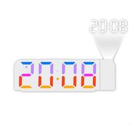 Orologio digitale a proiezione con visualizzazione della temperatura, sveglia a LED con formato 12/24h, regolazione della luminosità, data e ora, per casa e ufficio (nero) (bianco)