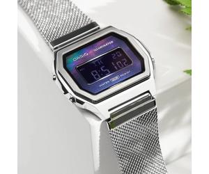 Orologio digitale Casio A1000M-1B Premium Vintage cinturino a rete argento...