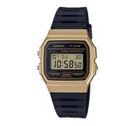 Orologio digitale Casio F-91WM-9AJH cassa oro cinturino resina nero stile vin...