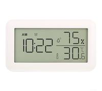 Orologio digitale compatto con ampio schermo LCD che mostra l'ora di temperatura e umidità letture per uso domestico e ufficio (bianco)