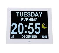 Orologio Digitale con Calendario a Grande Schermo da 8" con Allarme di Attenuazione Automatica della Data e del Giorno per Anziani, Studenti e Famiglie Molto Impegnate
