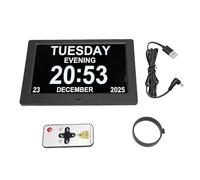 Orologio digitale con calendario, ampio display da 8 pollici, data e ora, con promemoria, giorno e notte, chiave dimmerabile, telecomando, scrivania, montaggio a parete, schermo
