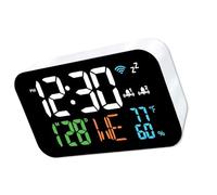 Orologio digitale con calendario con monitor WiFi temperatura umidità grande display a LED sincronizzazione automatica 2 allarmi Snooze sveglia funzionamento USB con rilevamento umidità e