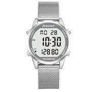 Orologio digitale con contapassi, impermeabile, senza Bluetooth e app, orologio per anziani con contapassi, contapassi, contatore di calorie, orologio sportivo per camminare/correre, argento, Herren