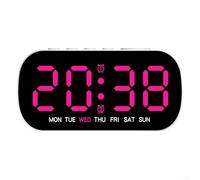 Orologio digitale con funzione sveglia data e temperatura in luminoso display a LED per una facile lettura a colpo d'occhio (rosa rosso)