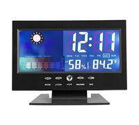 Orologio digitale con misuratore di umidità e temperatura, sveglia con calendario delle previsioni del tempo con indicatore del livello di comfort, display commutabile 12/24 ore