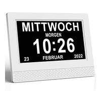 Orologio digitale da 7 pollici, sveglia digitale con regolazione automatica della luminosità, silenziosa sveglia con display LCD con umidità e temperatura per adulti e bambini e malattia di Alzheimer