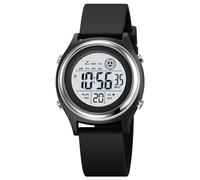 Orologio digitale da donna, con schermo a LED, cinturino in silicone, multifunzione, impermeabile, sveglia, cronometro, retroilluminazione a LED, orologio sportivo all'aperto, D Black, Moda