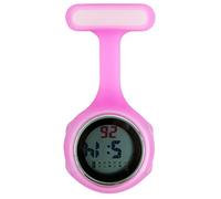 Orologio digitale da infermiere per donne e uomini, multifunzione, design per il controllo delle infezioni, in silicone, per infermieri, spille, tuniche, taschini, moschettoni, rosa chiaro, rosa