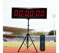 Orologio digitale da parete a doppio lato, con treppiede e telecomando, display da 1,5 pollici, cronometro positivo, cronometro, conto alla rovescia, modalità orologio per eventi sportivi, gare di