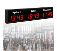 Orologio digitale da parete a LED, per 3/4/5 città, uso multinazionale per uffici e hotel, display con fusi orari globali, ideale per aziende