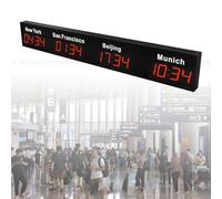 Orologio digitale da parete a LED, per 3/4/5 città, uso multinazionale per uffici e hotel, display con fusi orari globali, ideale per aziende