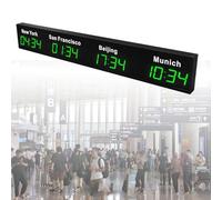 Orologio digitale da parete a LED, per 3/4/5 città, uso multinazionale per uffici e hotel, display con fusi orari globali, ideale per aziende