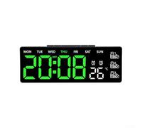 Orologio digitale da parete con ampio display a LED, sveglia con promemoria medicinali, indicazione dei giorni feriali e della temperatura, impostazioni di luminosità regolabili, telecomando (B)