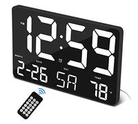 Orologio digitale da parete da 11.5"con grande display e telecomando senza fili,orologio da parete a LED con data,12/24H,grande orologio per casa,ufficio,cucina,scuola,palestra,Parola In Bianco E Nero