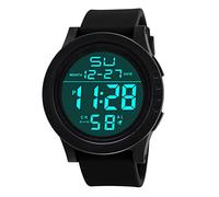 Orologio digitale da uomo, al quarzo, sportivo, con LED, alla moda, piccolo, Nero , One Size