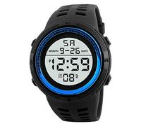 Orologio digitale da uomo, sportivo, a LED, per attività all'aperto, con data, orologio sportivo elettronico, orologio sportivo con sveglia, Blu, misura unica