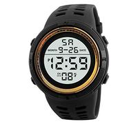 Orologio digitale da uomo, sportivo, a LED, per attività all'aperto, con data, orologio sportivo elettronico, orologio sportivo con sveglia, Oro, misura unica
