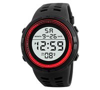 Orologio digitale da uomo, sportivo, a LED, per attività all'aperto, con data, orologio sportivo elettronico, orologio sportivo con sveglia, Rosso, misura unica