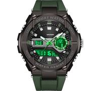 Orologio digitale da uomo, sportivo, militare, impermeabile fino a 5 ATM, orologio elettronico con timer, allarme a doppio tempo, orologio tattico, Verde Militar, Cinghia